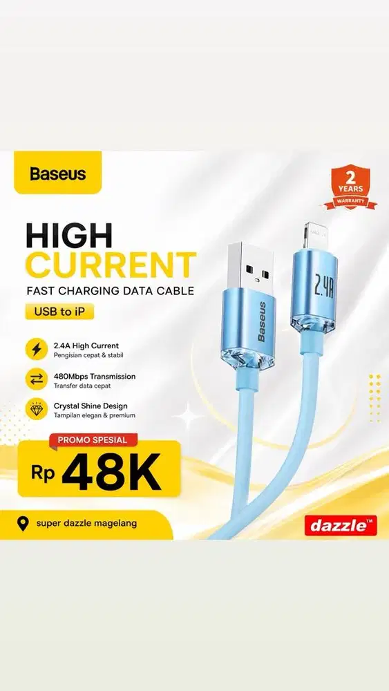 Kd baseus A to L 1,2 m sky blue cajy001103