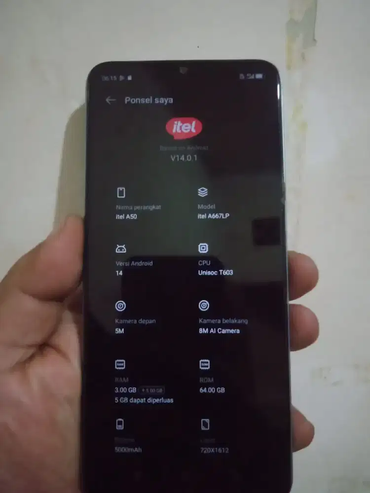 Itel A50 minus dikit
