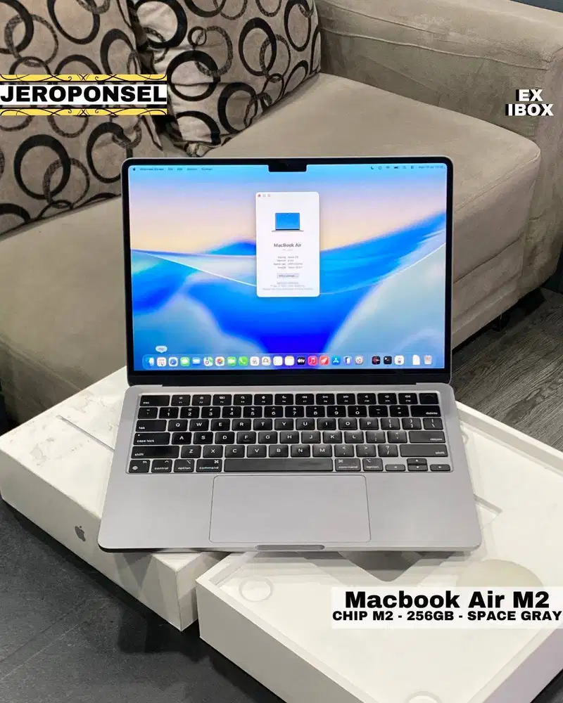 MACBOOK AIR M2 256GB GRAY EX IBOX BH 90% CC 265 MULUS ORIGINAL