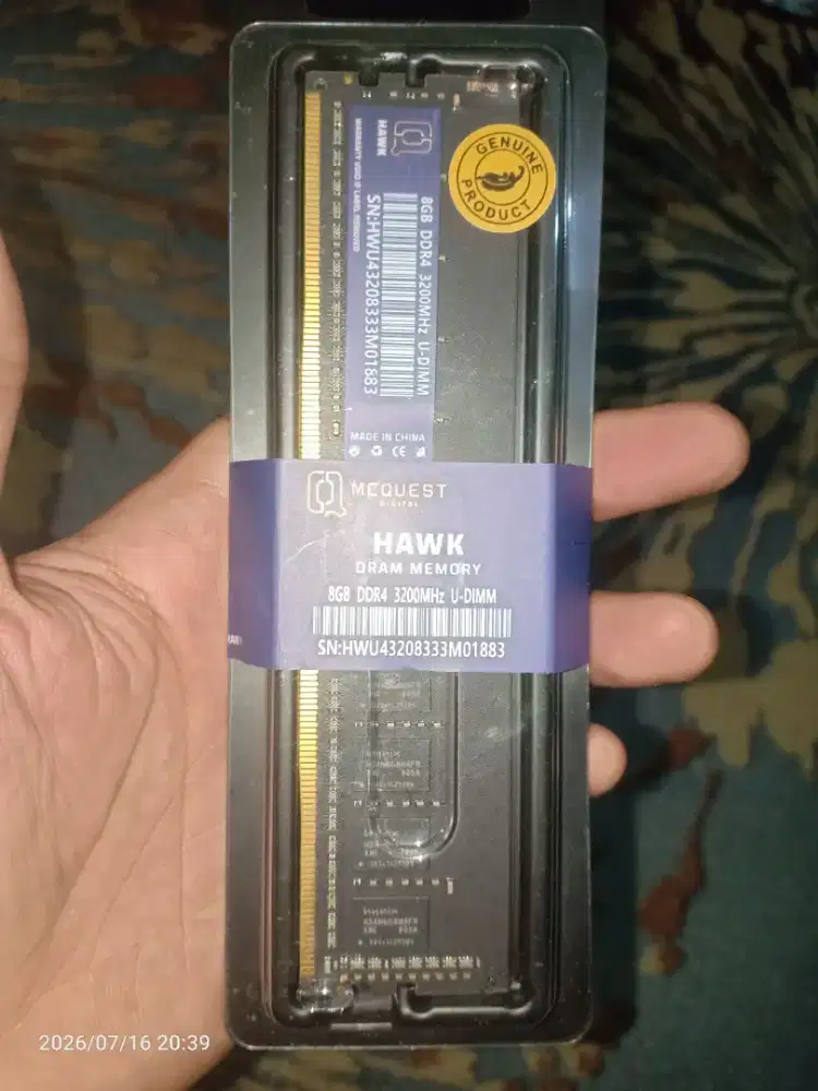 Ram ddr4 8GB 3200mhz U-dimm McQuest Hawk