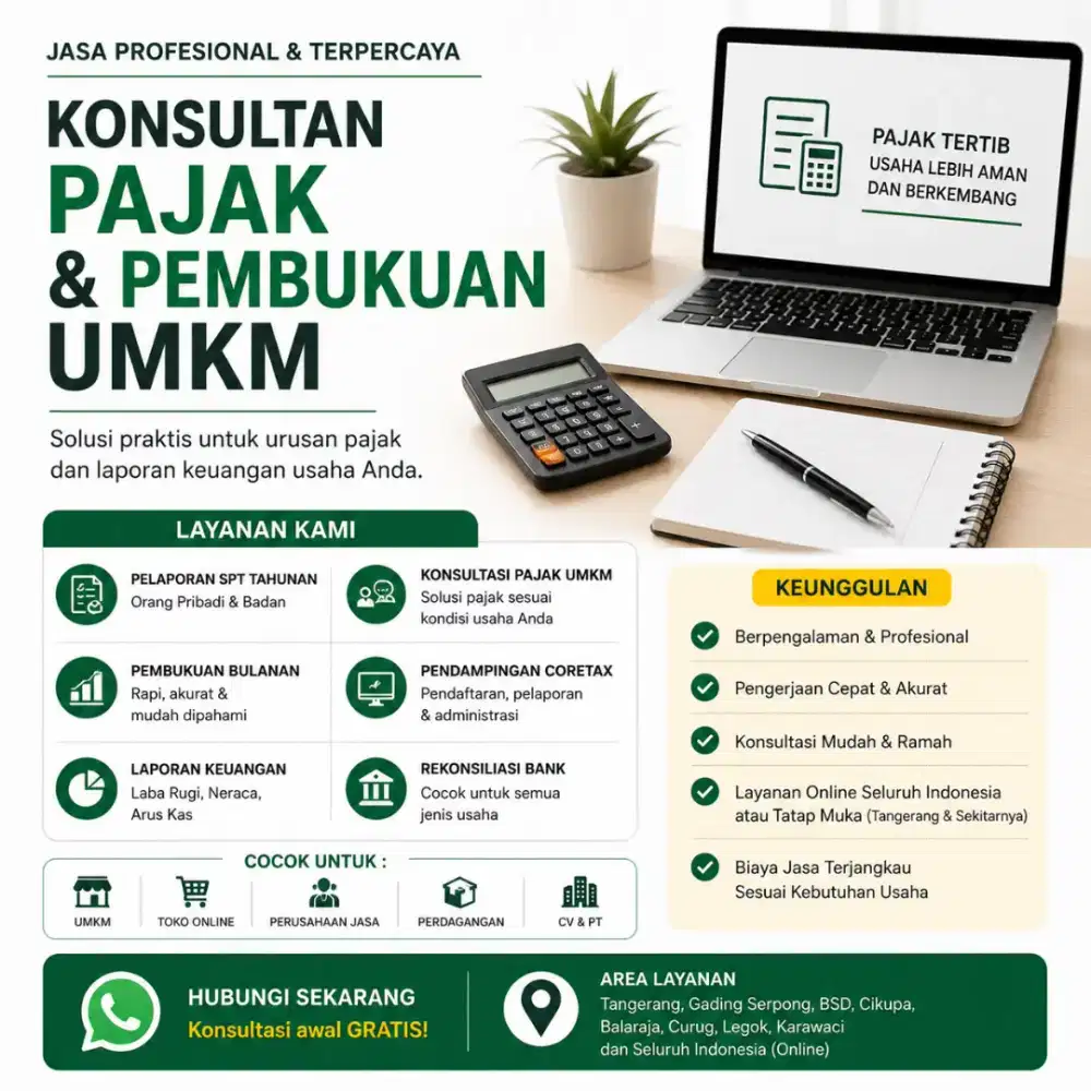 Jasa Konsultan Pajak & Pembukuan UMKM – Tangerang dan Online
