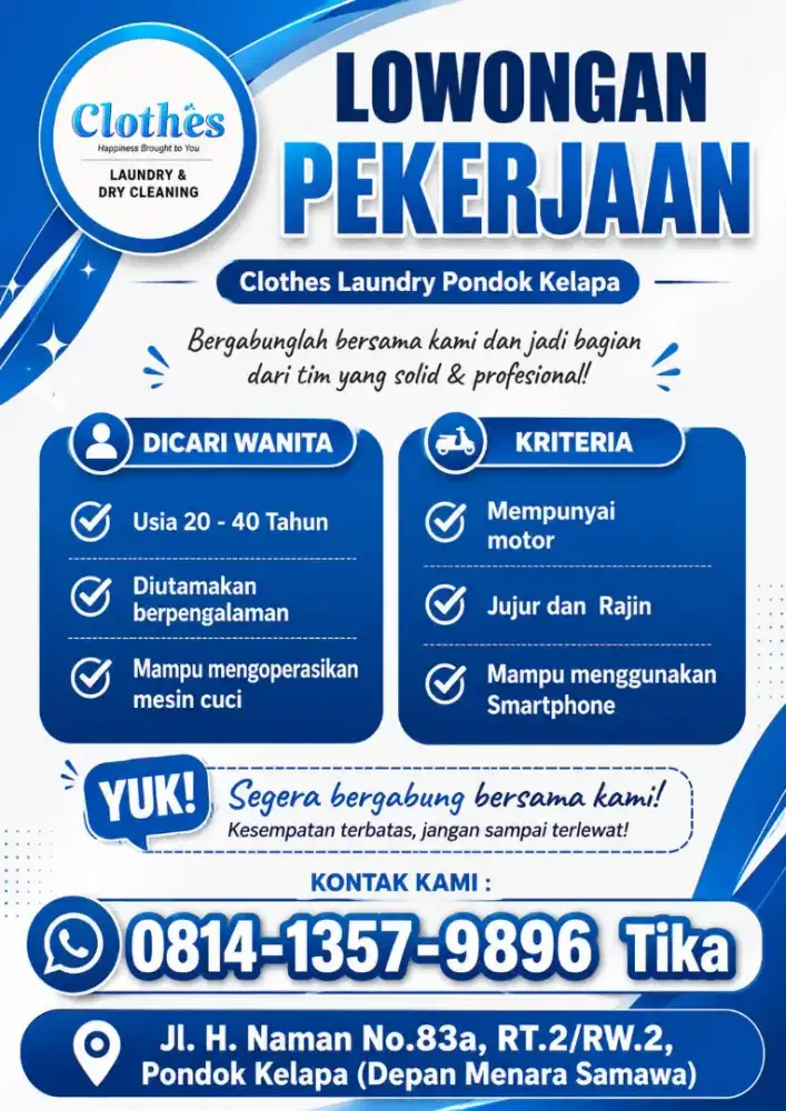 Lowongan Laundry khusus cewe