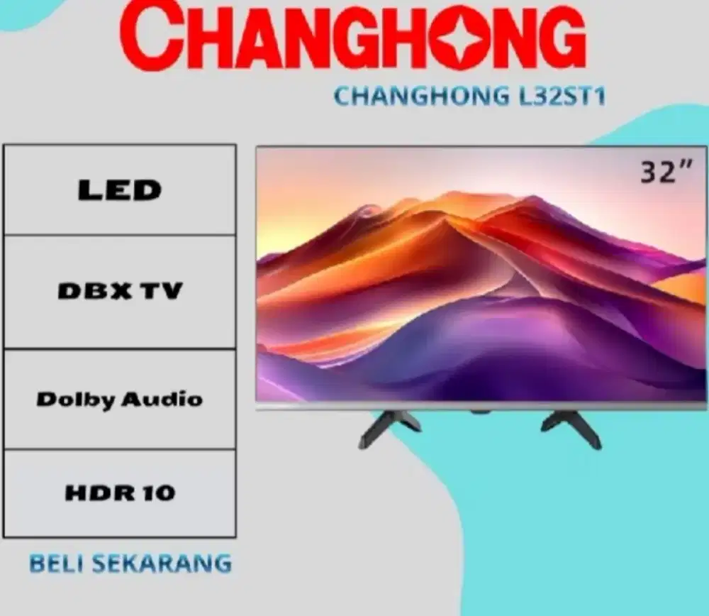 Tv led changhong google tv 32 inc + pasang bracket new segel box