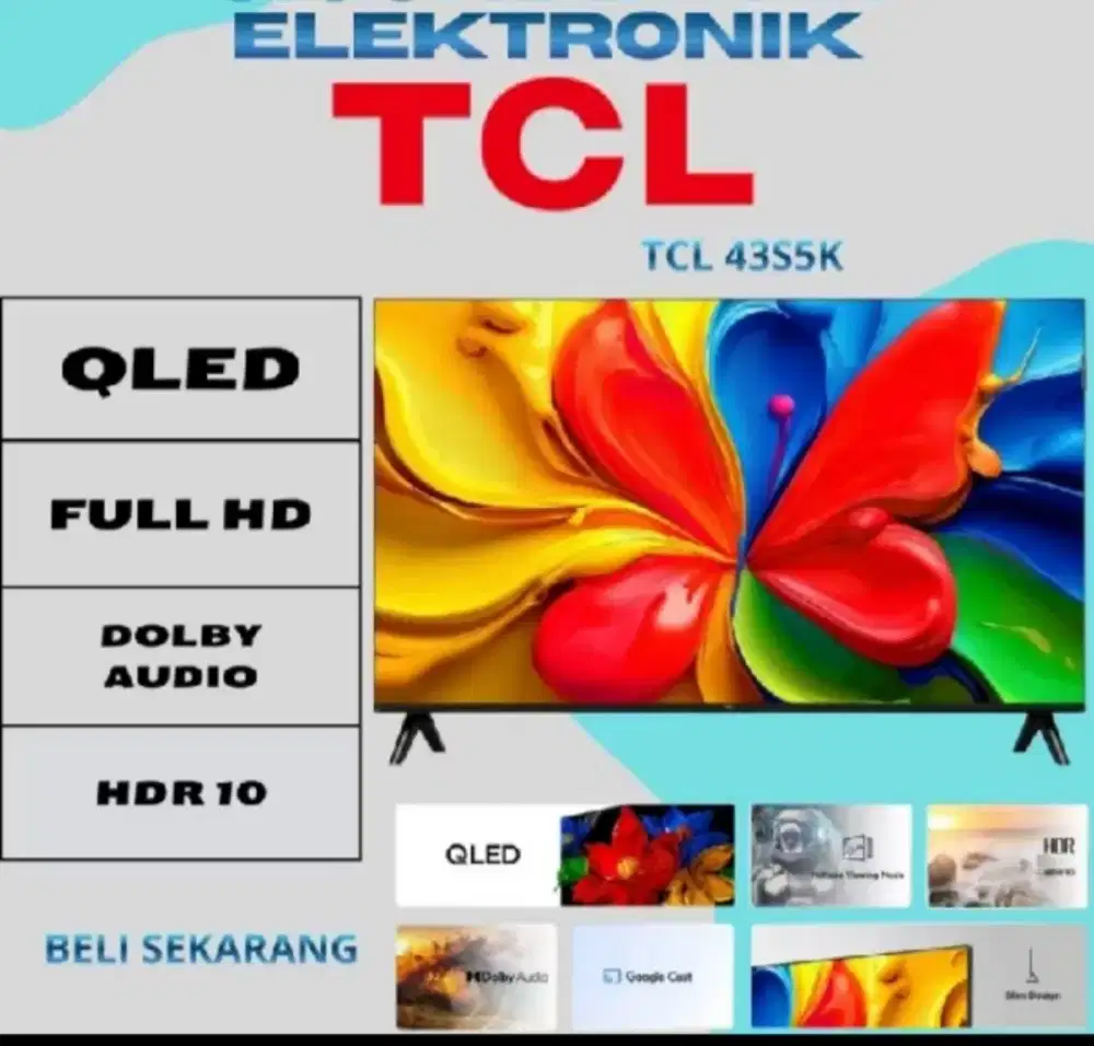 Tcl google tv 43 inc 43s5k new segel box +pasang bracket