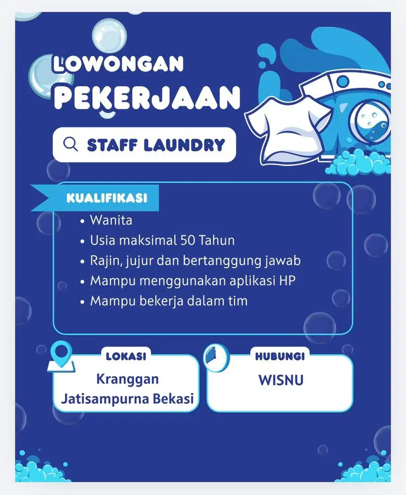 Di cari karyawan laundry