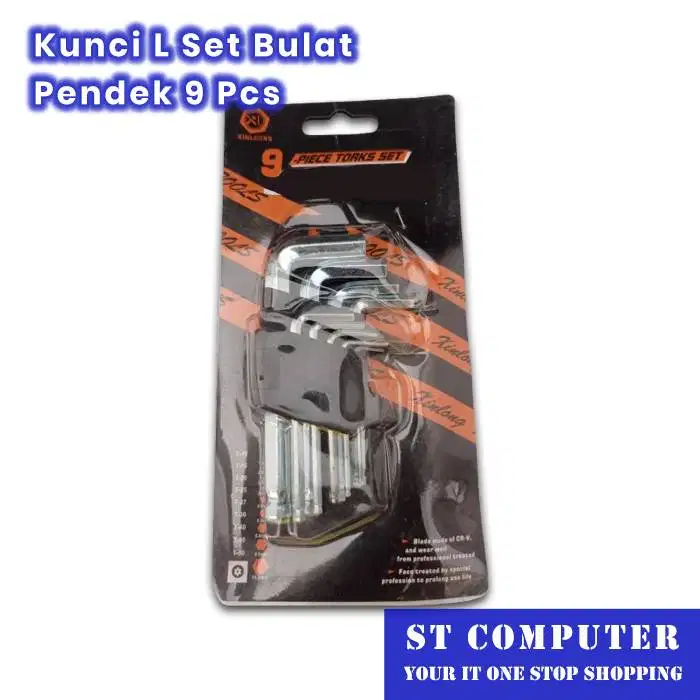 Kunci L Set Bulat Pendek 9 Pcs