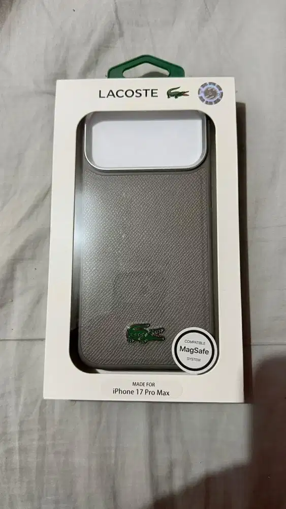 Casing Ori Lacoste for iPhone 17 Pro Max warna Grey