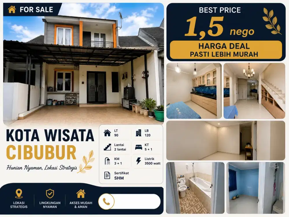 Rumah 2 lantai siap huni paling murah kota wisata cibubur dekat tol