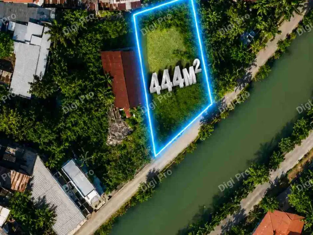 Jual Cepat Tanah Luas 444m2, Samping Kanal Borong Raya. SHM Pondasi Keliling