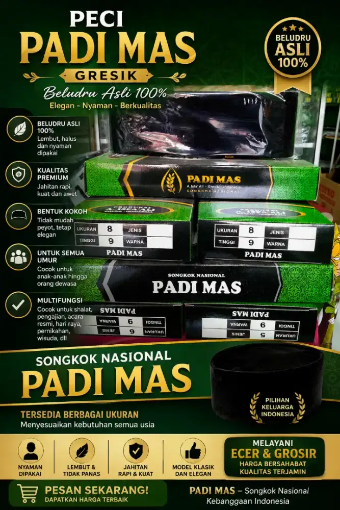 PECI PADI MAS HITAM GRESIK BELUDRU ASLI 100%