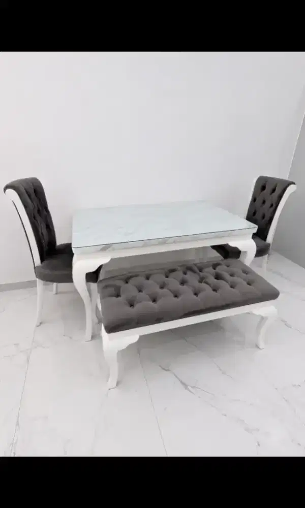 SET MEJA MAKAN TOP TABLE MARMER