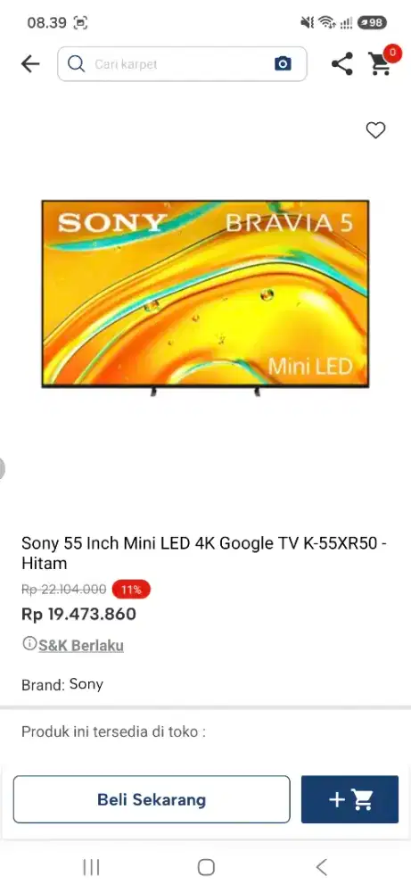 SONY GOOGLE TV 55INCH 4K MINILED