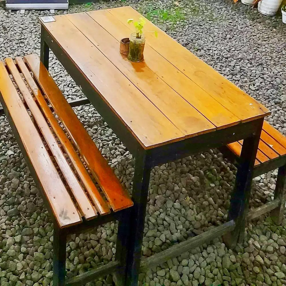 Meja Kursi Warung 8Set (1 Meja + 2 Kursi Panjang)