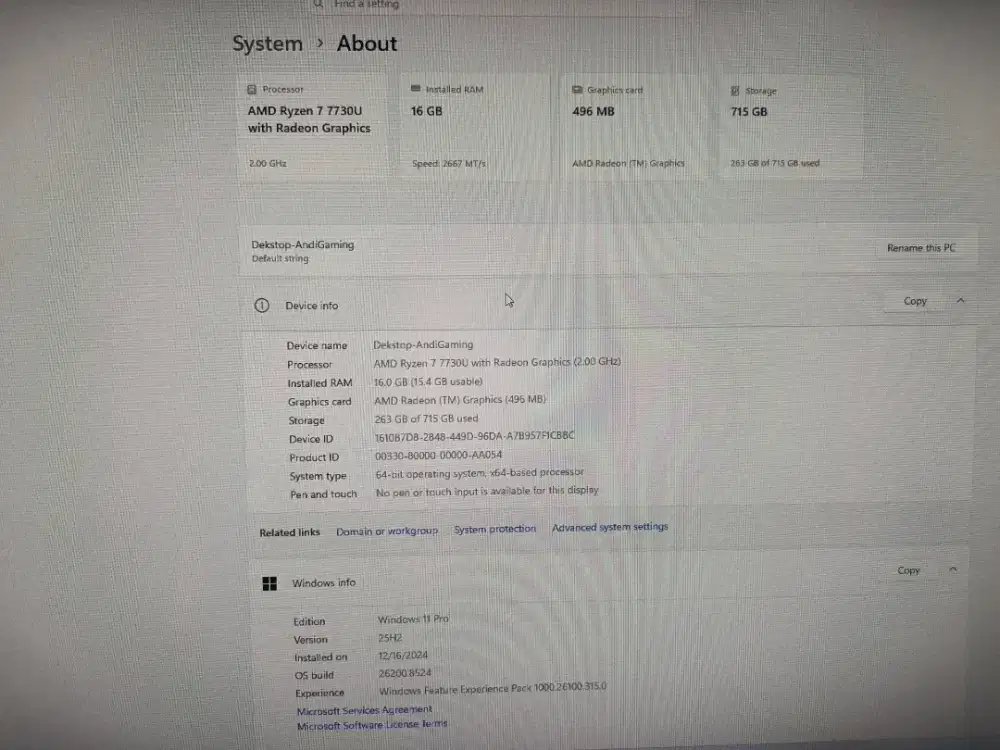 Mini pc Ryzen 7 7730u Ram 16 Gb Ssd nvme 768 gb Genmachine 1 set mulus