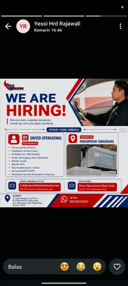 Di cari Driver Truck Angkut Barang