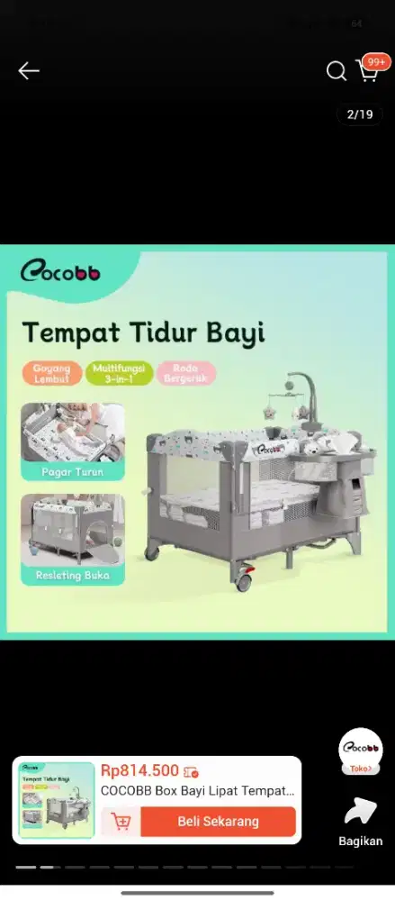 Dijual tempat tidur bayi merek Cocobb kondisi baru