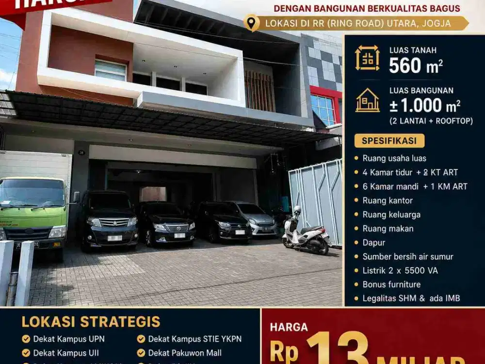 DIJUAL GEDUNG USAHA & RUMAH MEWAH
Lokasi Premium Ring Road Utara Yogyakarta