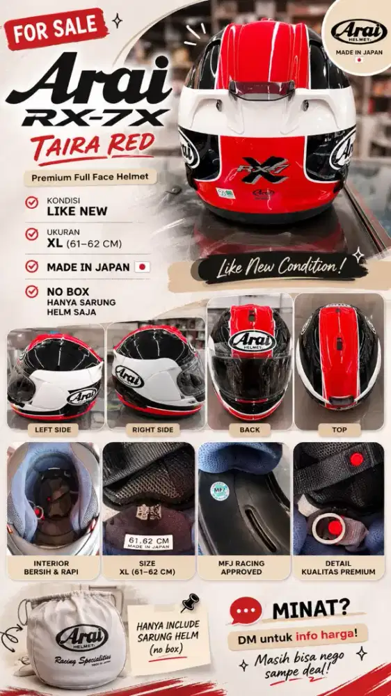 Arai RX 7X Taira RED LIMITED EDITION SIZE XL