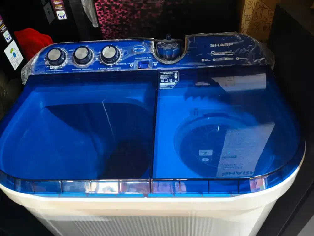 Mesin cuci Sharp 2tabung 10kg Dolphin wave istimewa like new