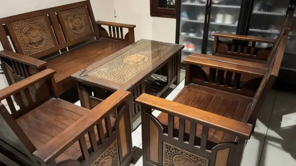 Kursi meja satu set jati asli