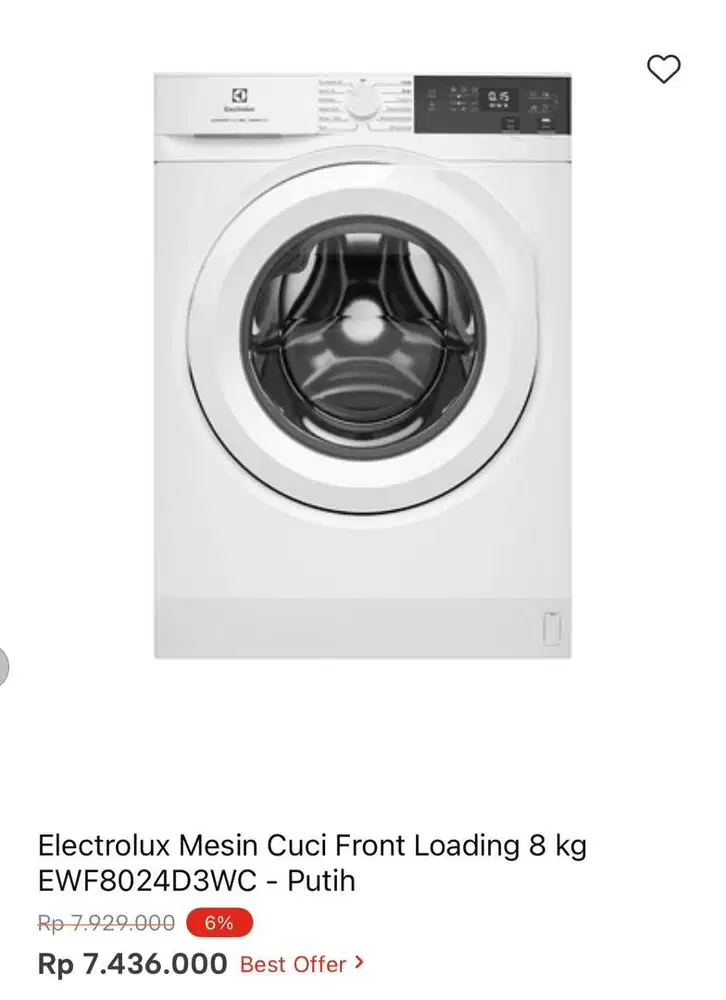 MESIN CUCI ELECTROLUX FRONT LOAD 8kg