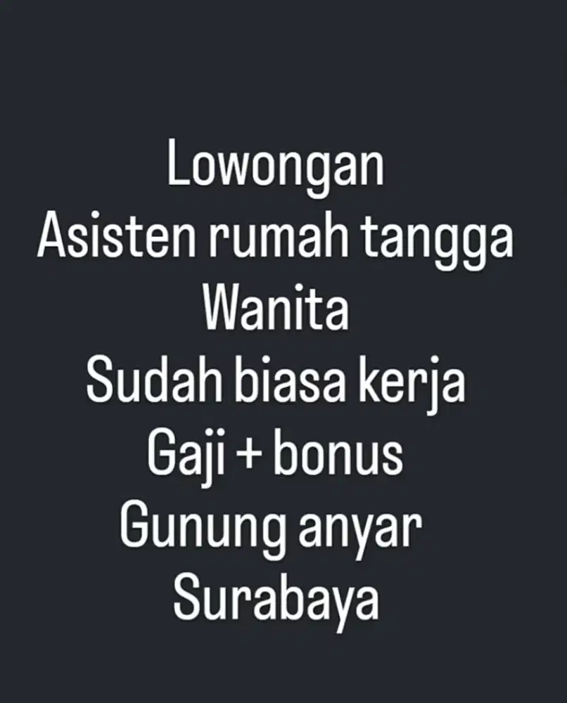 Lowongan ART MENGINAP