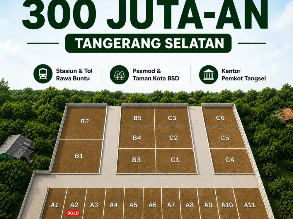 300 Jta-an Tanah Kavling SHM Tangerang Selatan, Dekat Stasin & Tol Rawa Buntu