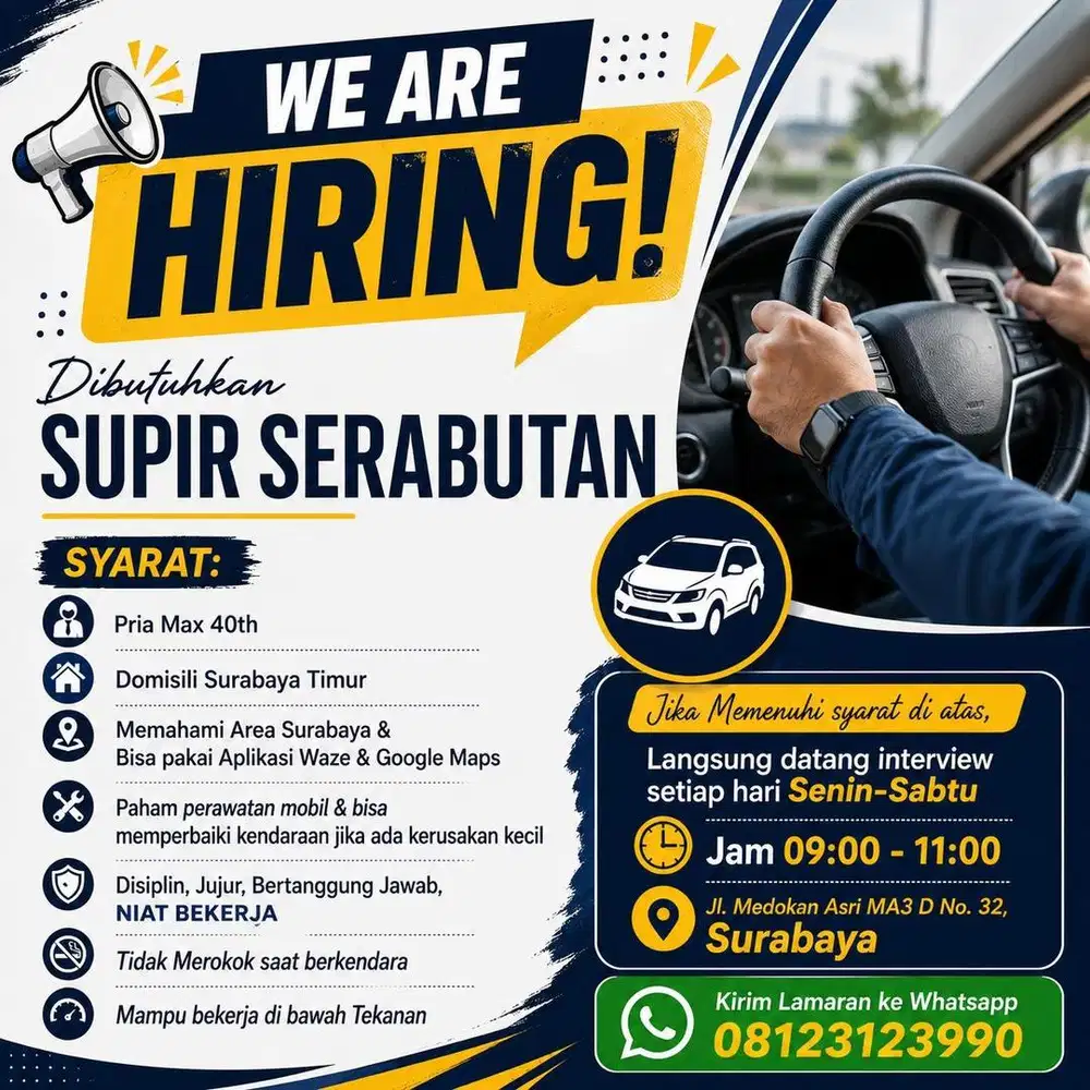 DICARI SUPIR PRIBADI SERABUTAN
