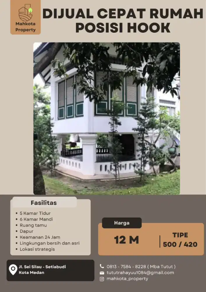 DI JUAL CEPAT HOOK JALAN SEI SILAU LT 1420 M2