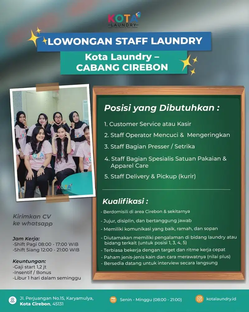 DIBUTUHKAN SEGERA STAFF LAUNDRY (TIM SETRIKA/PRESSER)