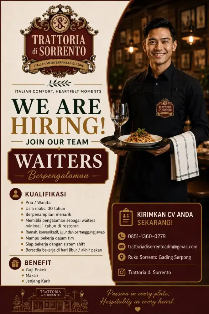 Waiter/s berpengalaman