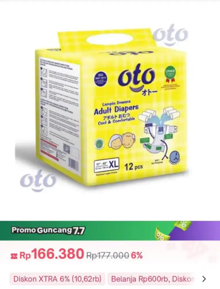 OTO Adult Diapers XL isi 12