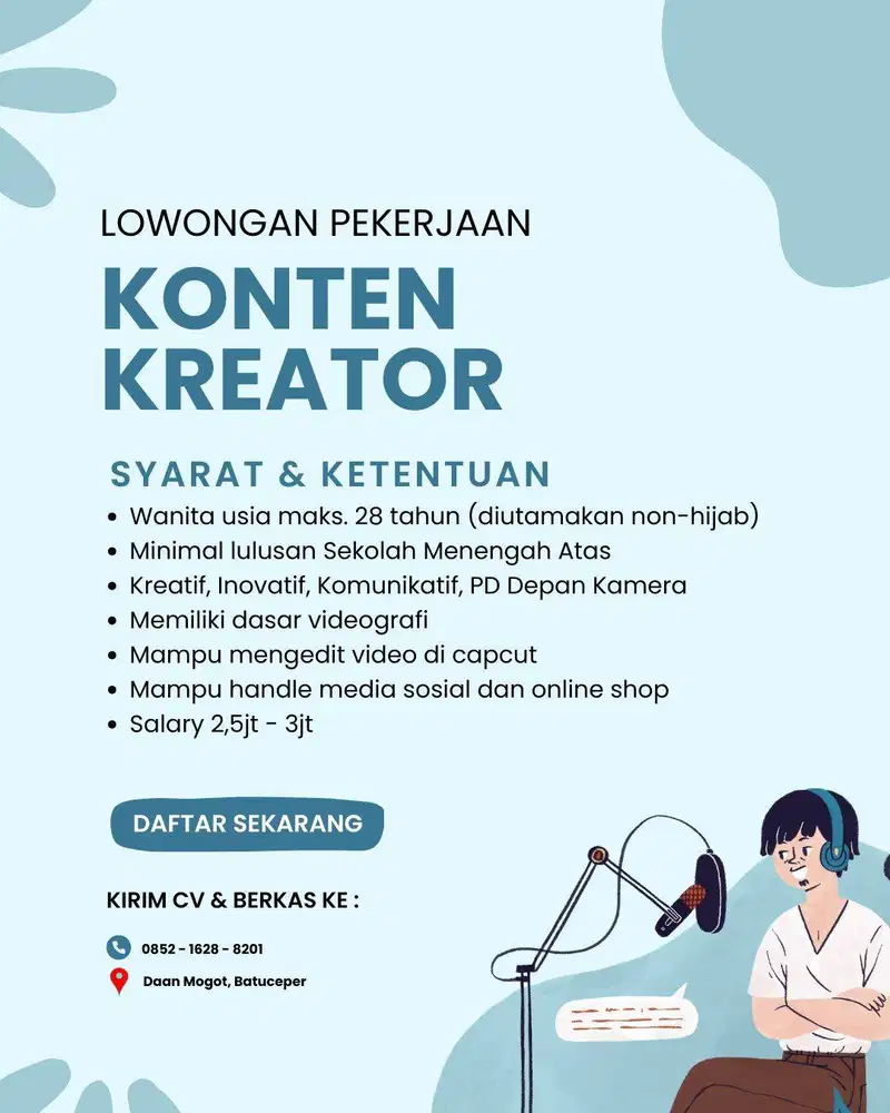 DIBUTUHKAN SEGERA KONTEN KREATOR