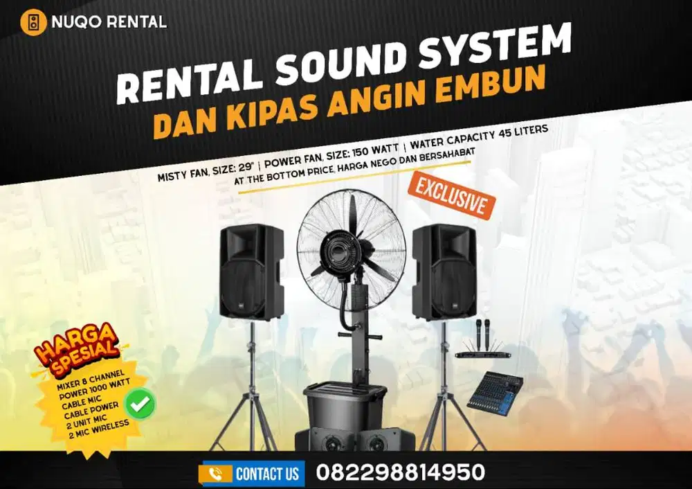 NUQO RENTAL – SEWA SOUND SYSTEM LENGKAP & KIPAS ANGIN EMBUN | HARGA M