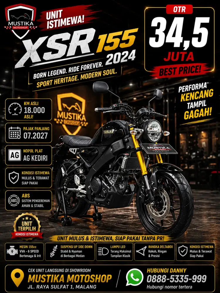 Yamaha XSR 155 2024. KM 18RB. DANNY Mustika Motor Sulfat