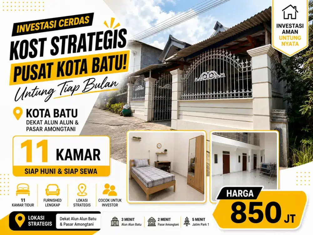 Kos Full Furnished Lokasi Strategis Kota Batu Siap Operasional