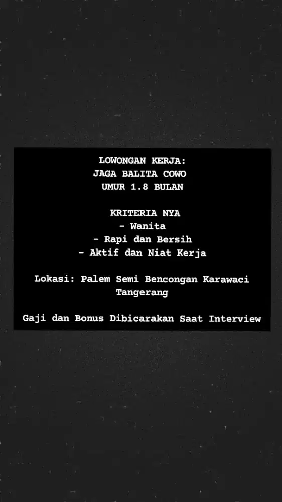 LOWONGAN KERJA PALEM SEMI KARAWACI