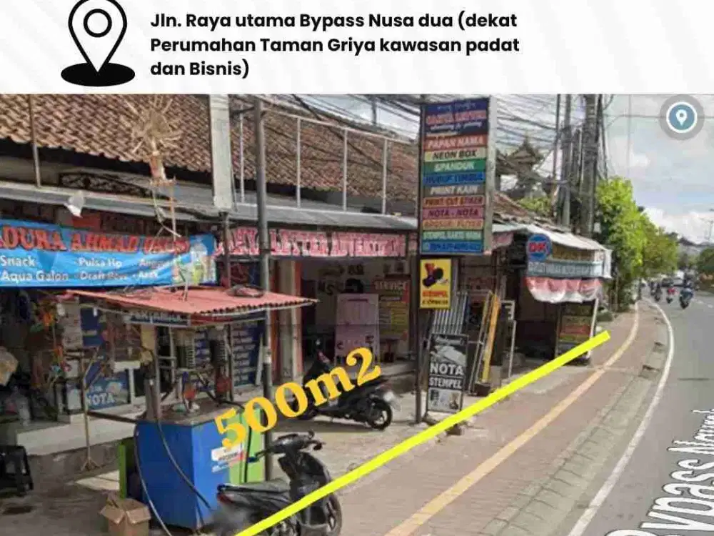 DIJUAL TANAH Jln. Raya utama Bypass Nusa dua dekat Perumahan Taman Griya kawasan padat dan Bisnis