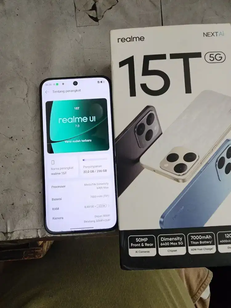 Realme 15T 8+8/256 5G Lngkp pori grnsi on mulus no minus Bs tker tmabh
