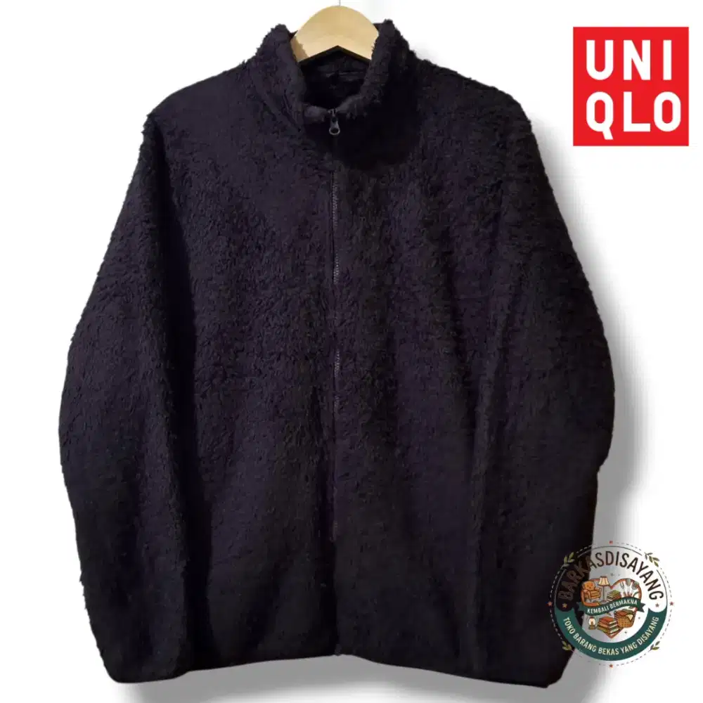 JUAL MURAH JAKET SHERPA LUAR DALAM UNIQLO SIZE XL WARNA DARK GRAPE