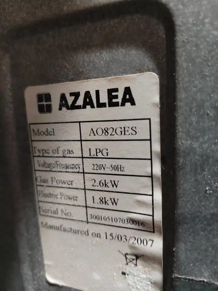 Oven Gas Azalea, dengan pemantik listrii
