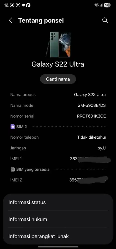JUAL HP SAMSUMG S22 ULTRA 12/512 MULUS NO MINUS SESUAI FOTO, LENGKAP