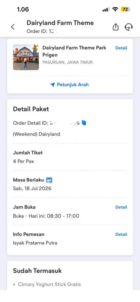 Tiket masuk Dairyland Farm Thrme Park Prigen