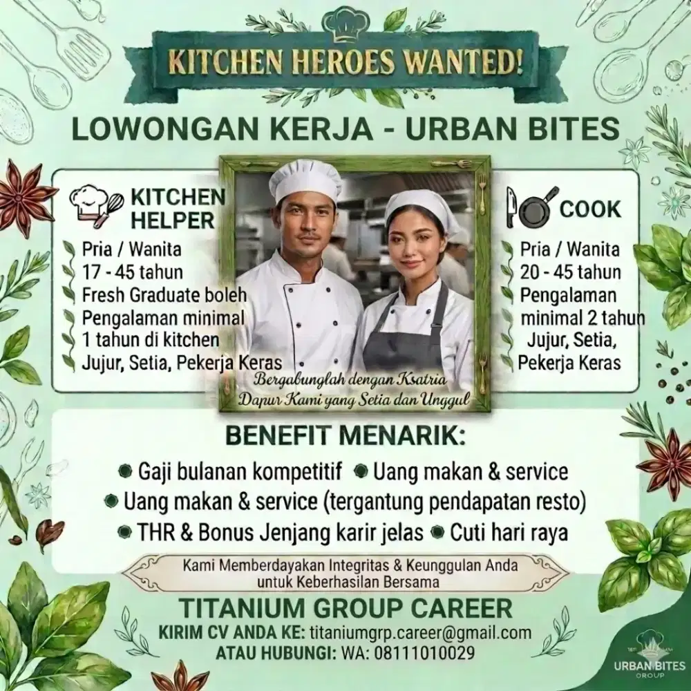 Lowongan Batch 2 untuk Cook & Kitchen Helper
