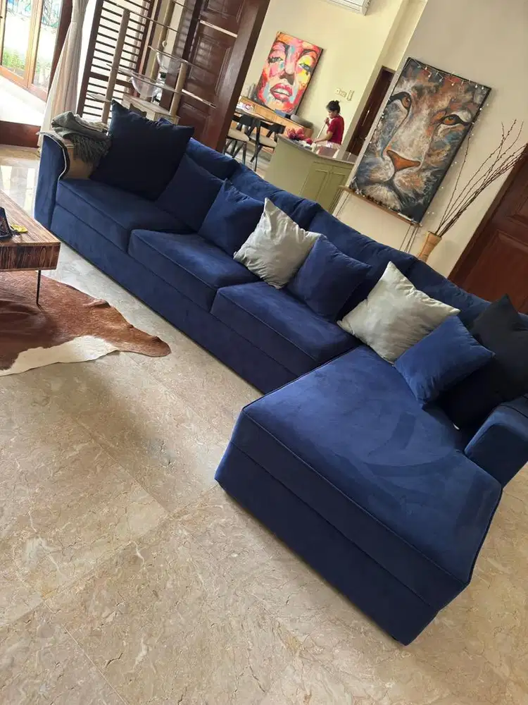 Navy blue corner sofa