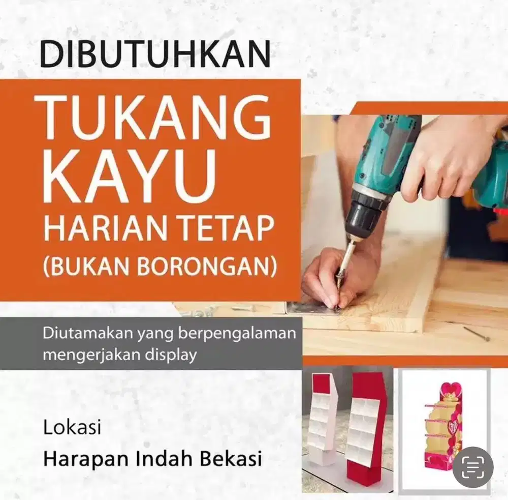 Dicari tukang kayu harian tetap bekasi