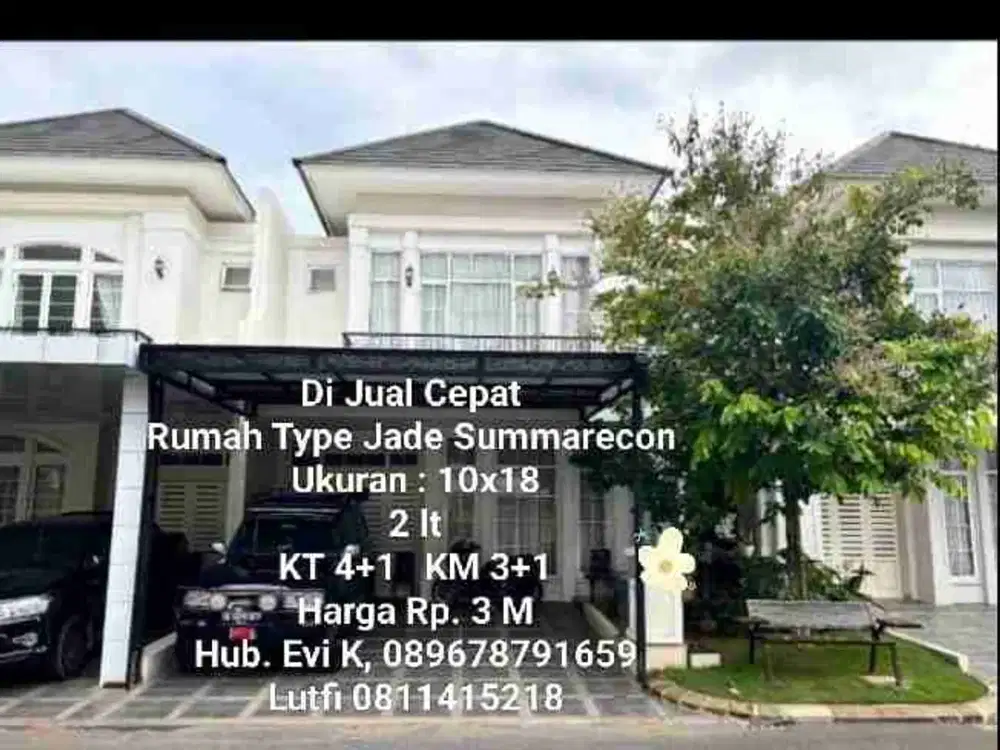 Dijual Rumah 2 Lt di Jade Summarecon Makassar