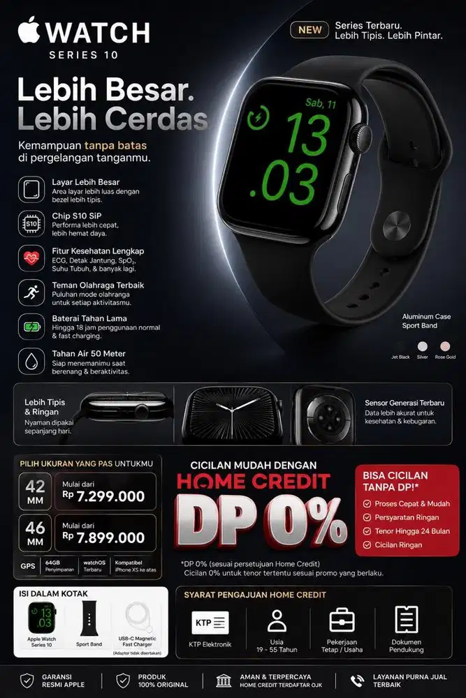 Apple Watch Series 10 Resmi Apple | Bisa Cicilan Home Credit