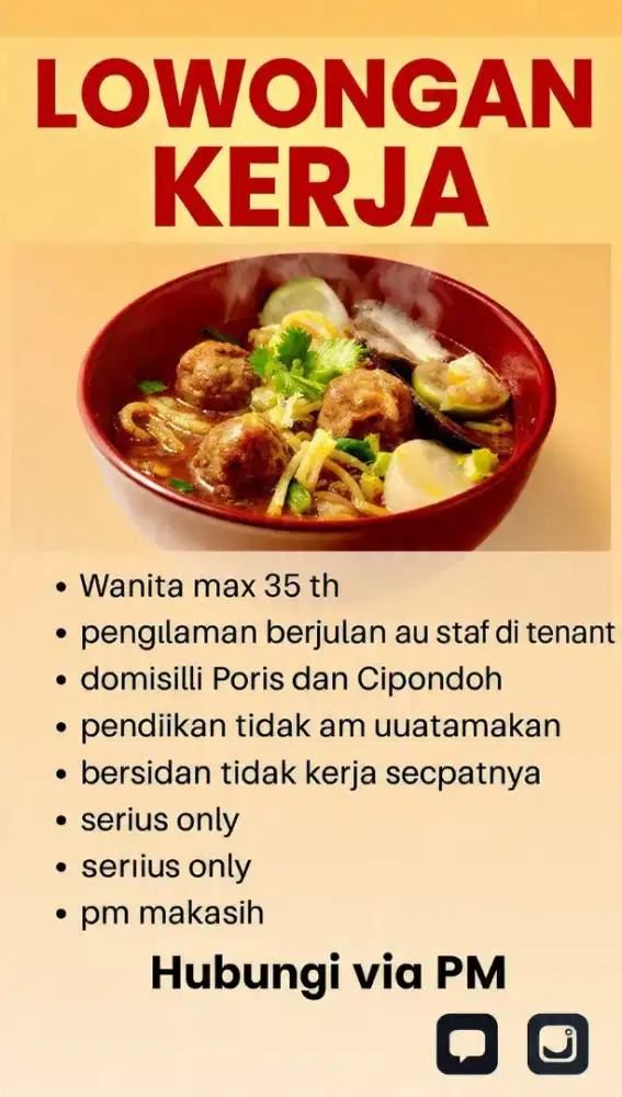 Lowongan untuk Staff di bakso urgent