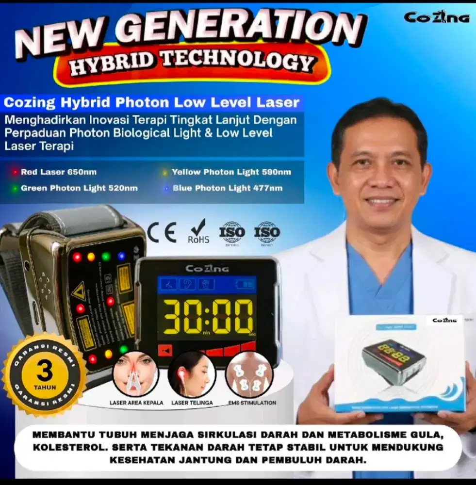 Cozing Laser - Jam Terapi Laser 4 Warna 11 Titik
